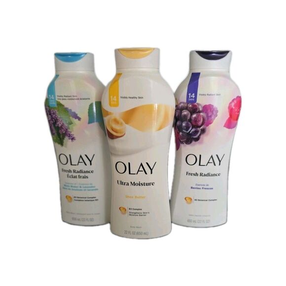 Lot of 3 Olay Body Wash 22 oz Variety Pack Shea Butter Lavender Berries New - Picture 3 of 4